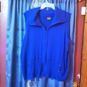 Blue sweater  vest zip up by southern lady